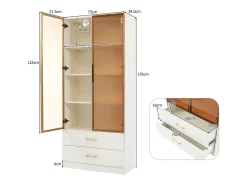 Vitrine, móvel de banheiro com LED - 2 gavetas e 2 portas de vidro -^ModernLuxe Hot