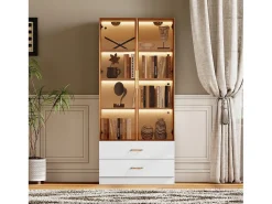 Vitrine, móvel de banheiro com LED - 2 gavetas e 2 portas de vidro -^ModernLuxe Hot