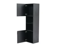 Vitrine preta brilhante com iluminação LED - Armário alto para sala de estar - Armário de armazenamento - 45x35x160 cm* Sale