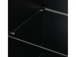 Vitrine preta brilhante com iluminação LED - Armário alto para sala de estar - Armário de armazenamento - 45x35x160 cm* Sale