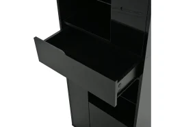 Vitrine preta com 1 gaveta, 4 portas e iluminação LED, prateleiras em vidro, 55x38x170 cm*Hauss Spole Best