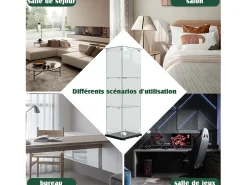 Vitrine simples aberta com três níveis + base preta com lacado incolor^ Best