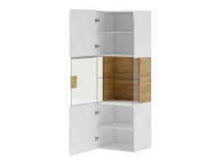 Vitrine suspensa + LED coleção OHIO na cor branca e acabamentos em carvalho.^Meublorama Discount