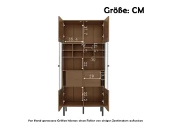Vitrine 75x35x164.5 cm - 2 portas - Painel de vidro + prateleira multicamadas + gaveta oculta - ​​Nogueira​^ModernLuxe Clearance