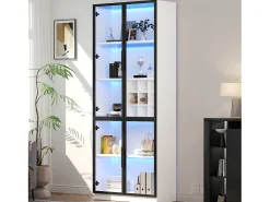 Vitrine 80x35x200 cm - com iluminação LED - com armazenamento para vinho - 2 portas de vidro - Vitrina