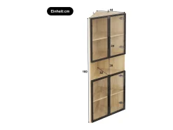 Vitrine 62x32x160 cm - con iluminação LED - 4 portas de vidro temperado - acabamento carvalho - MDF - Natural*ModernLuxe Discount