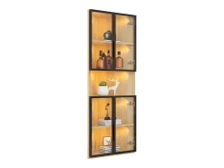 Vitrine 62x32x160 cm - con iluminação LED - 4 portas de vidro temperado - acabamento carvalho - MDF - Natural*ModernLuxe Discount
