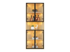 Vitrine 62x32x160 cm - con iluminação LED - 4 portas de vidro temperado - acabamento carvalho - MDF - Natural*ModernLuxe Discount