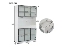 Vitrine 120x36x200 cm com LED - 6 portas de vidro e 3 gavetas -*ModernLuxe Sale
