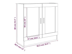vidaxl Vitrina*Vitrine 82,5x30,5x80 cm derivados de madeira carvalho fumado Castanho