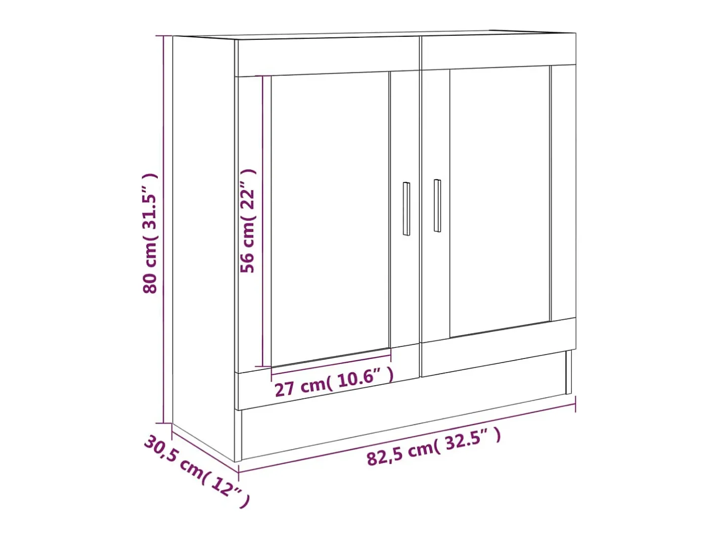vidaxl Vitrina*Vitrine 82,5x30,5x80 cm derivados de madeira carvalho fumado Castanho