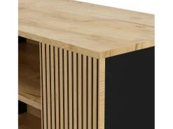 Outlet Vitrine 80x40x146cm - com iluminação LED - com 1 porta - Prateleiras ajustáveis - Painéis de partículas - Preto + natural Vitrina