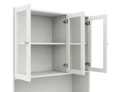 Vitrine/estante de vidro 100×35×200 cm - con iluminação LED - prateleiras abertas e 6 portas - MDF -*ModernLuxe New