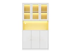 Vitrine/estante de vidro 100×35×200 cm - con iluminação LED - prateleiras abertas e 6 portas - MDF -*ModernLuxe New