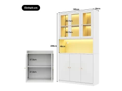 Vitrine/estante de vidro 100×35×200 cm - con iluminação LED - prateleiras abertas e 6 portas - MDF -*ModernLuxe New