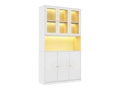 Vitrine/estante de vidro 100×35×200 cm - con iluminação LED - prateleiras abertas e 6 portas - MDF -*ModernLuxe New