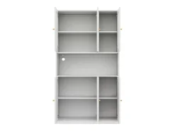 Vitrine/estante de vidro 100×35×200 cm - con iluminação LED - prateleiras abertas e 6 portas - MDF -*ModernLuxe New