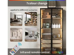 Vitrine、Móveis de casa de banho com LED - 2 gavetas grandes e 2 portas de vidro - Natural*ModernLuxe Outlet