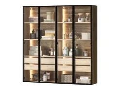 Vitrines、Móveis de casa de banho com LED - 2 gavetas grandes e 2 portas de vidro - Natural*ModernLuxe Discount