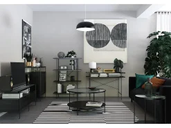 Wainwright | Estante com 3 Prateleiras em Carvalho e 1 Prateleira em Vidro com Estrutura Metálica*Dorel Home Hot