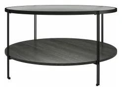 Wainwright | Mesa de apoio em vidro e 1 prateleira em Black Oak Look*Dorel Home Sale
