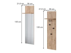 Wandgarderobe carvalho goldkraft 36x21.6x135 siri*Vicco Online