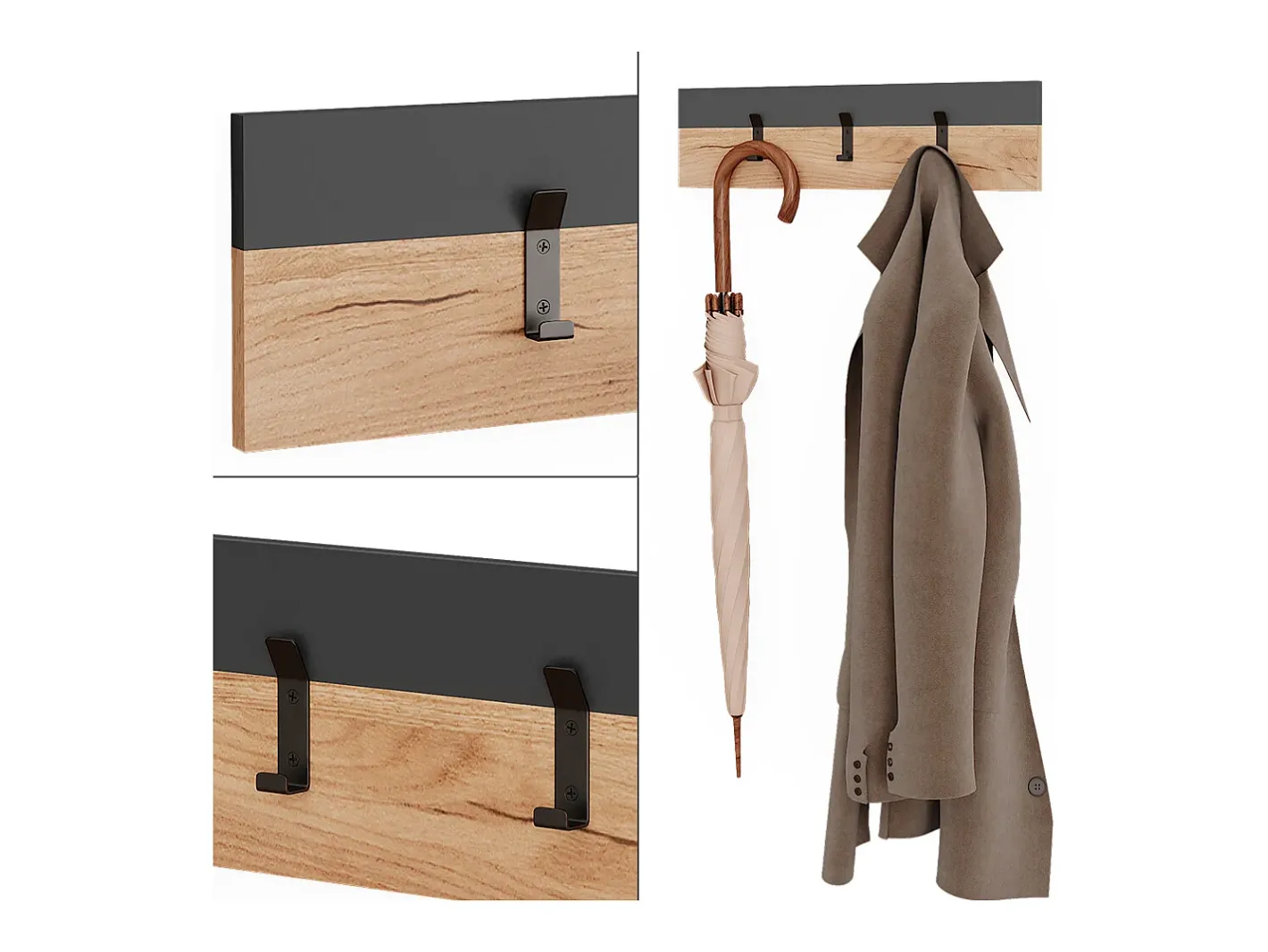 Wandgarderobe carvalho antracite/goldkraft 60x1.6x15 orlando^Vicco Hot