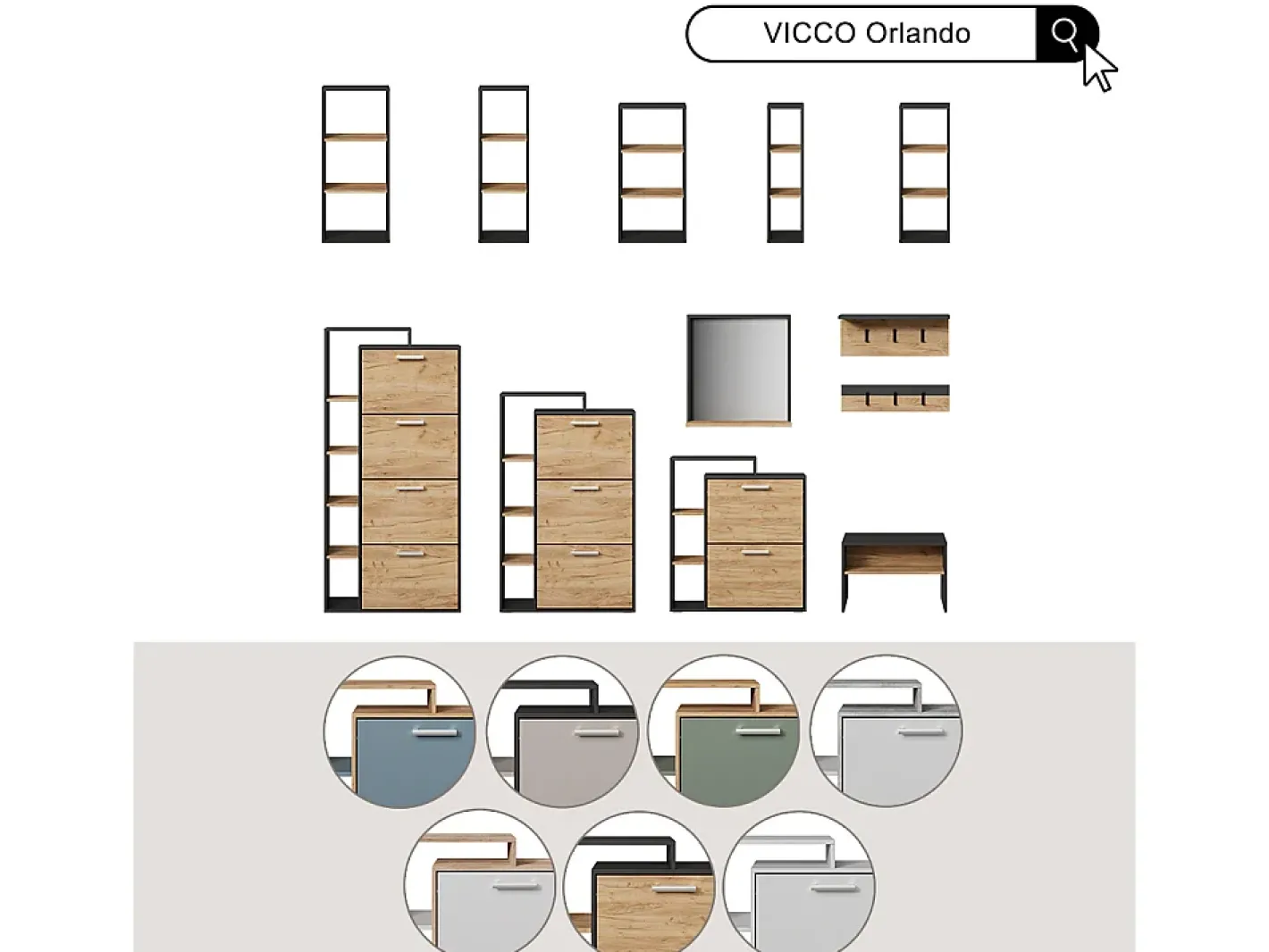 Wandgarderobe carvalho antracite/goldkraft 60x1.6x15 orlando^Vicco Hot