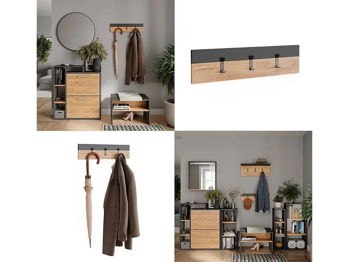 Wandgarderobe carvalho antracite/goldkraft 60x1.6x15 orlando^Vicco Hot