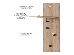 Wandgarderobe carvalho goldkraft 36x21.6x135 siri^Vicco Discount