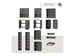 Wandregal carvalho antracite/goldkraft 67.8x20x20 viktor^Vicco New