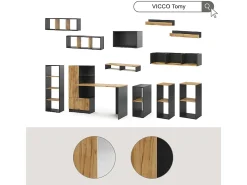 Wandregal carvalho antracite/goldkraft 60x12x10 tomy*Vicco Best