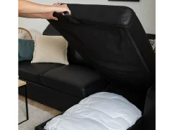 WARREN Sofá-cama de canto de 3 lugares em couro imitação*Happy Garden New