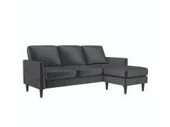 Best Winston | Sofá 3 Lugares com Chaise Lounge em Veludo Sofá