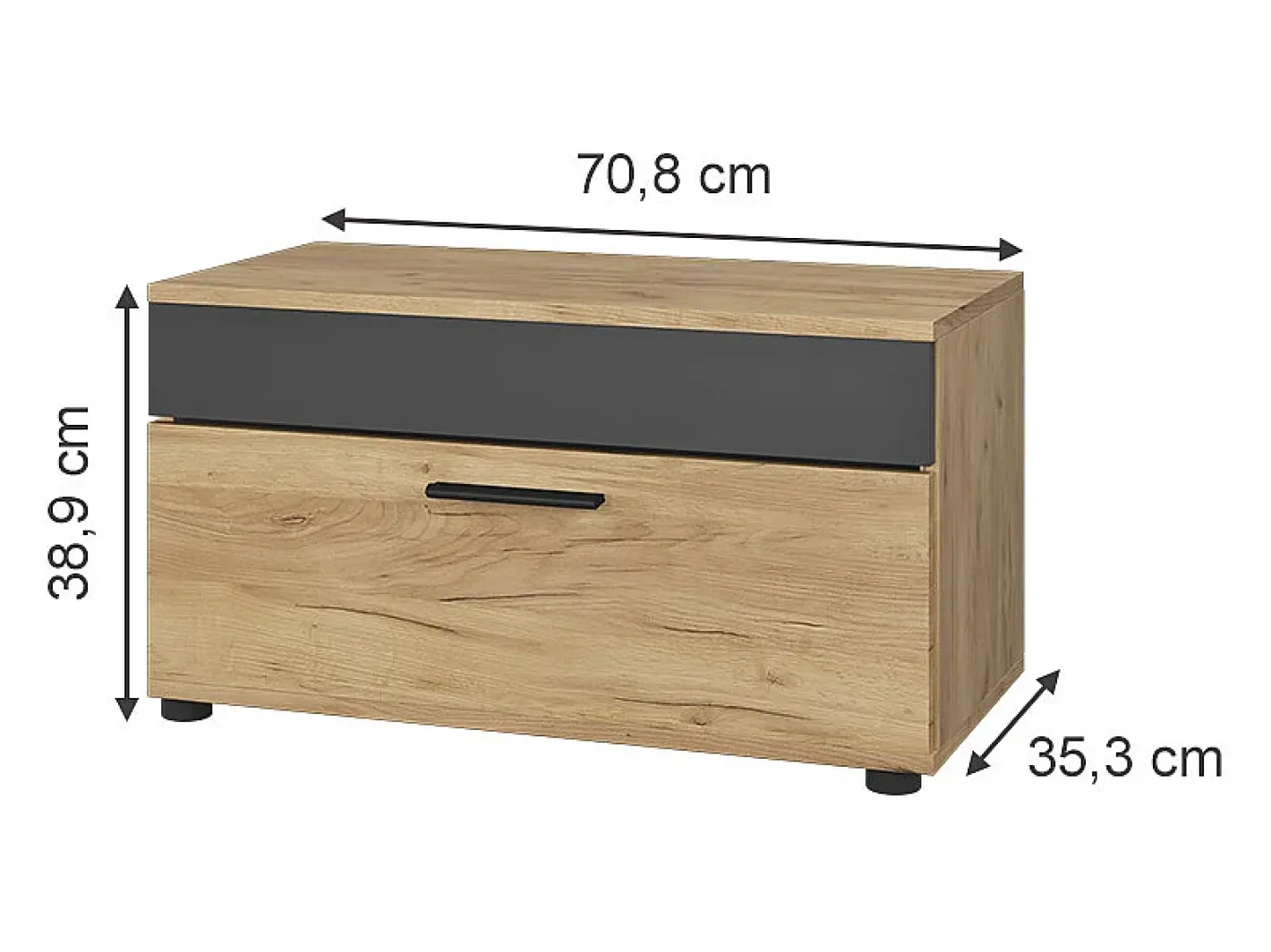 Wohnzimmerschrank carvalho goldkraft/antracite 70.8x35.3x38.9 berno*Vicco Discount