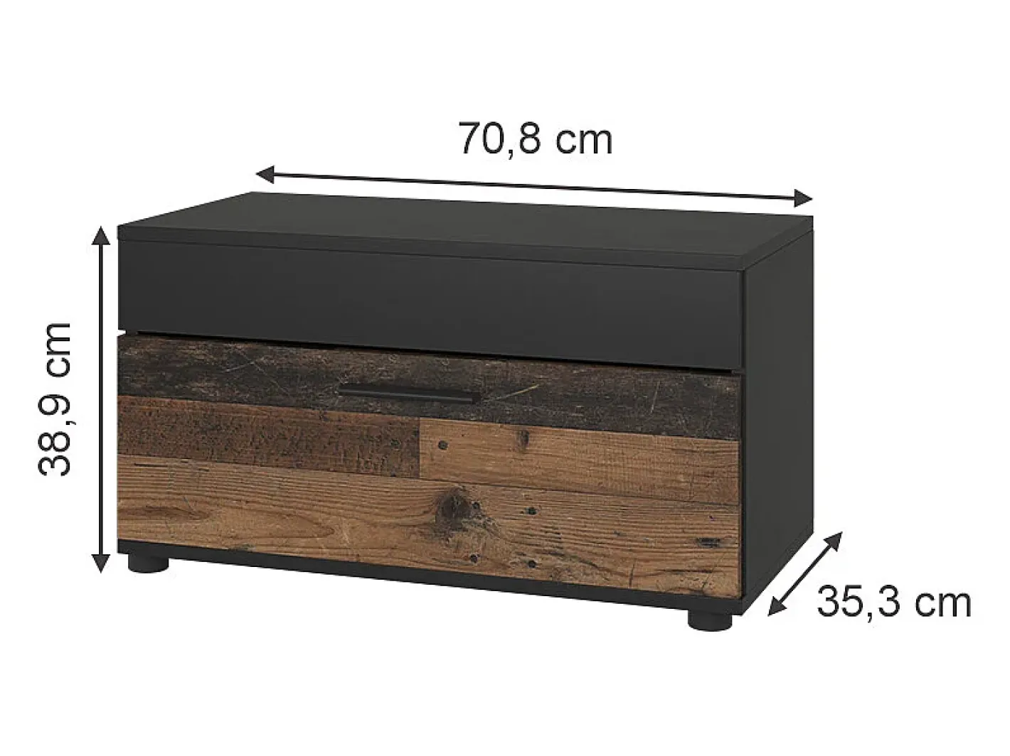 Vicco Prateleira*Wohnzimmerschrank /estilo antigo 70.8x35.3x38.9 berno Preto
