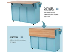 129x46x91,5cm Carrinho de cozinha, carrinho de sala de jantar, bancada dobrável, armário de arrumação,* New
