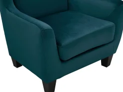 Zhili | Poltrona + banqueta em veludo petróleo^Loft24 Clearance