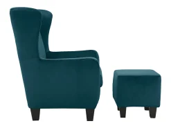 Zhili | Poltrona + banqueta em veludo petróleo^Loft24 Clearance